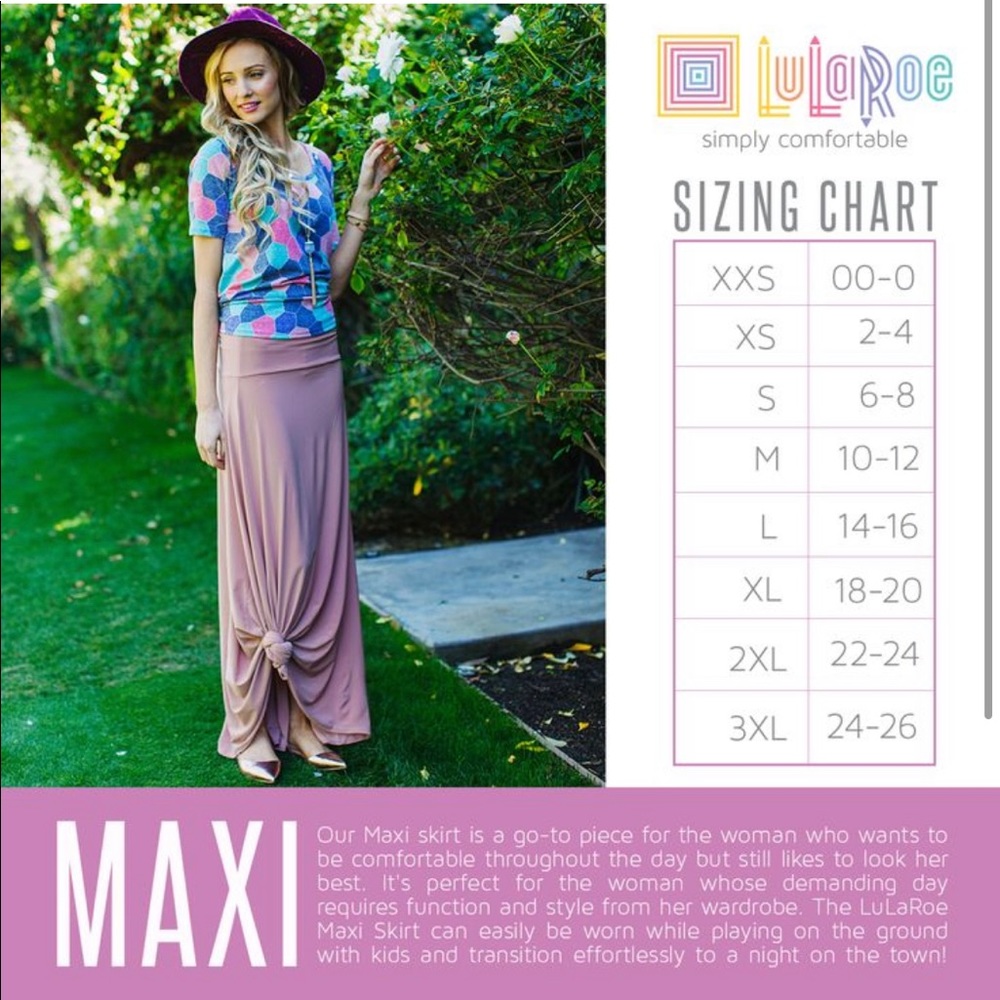 LuLaRoe Maxi Skirt in Pink, Teal, Black Geometric Print - Picture 4 of 4